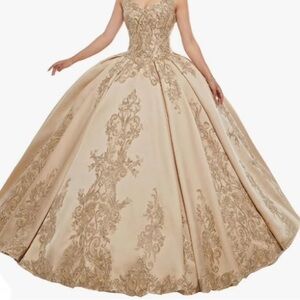 Big champagne embroidered dress